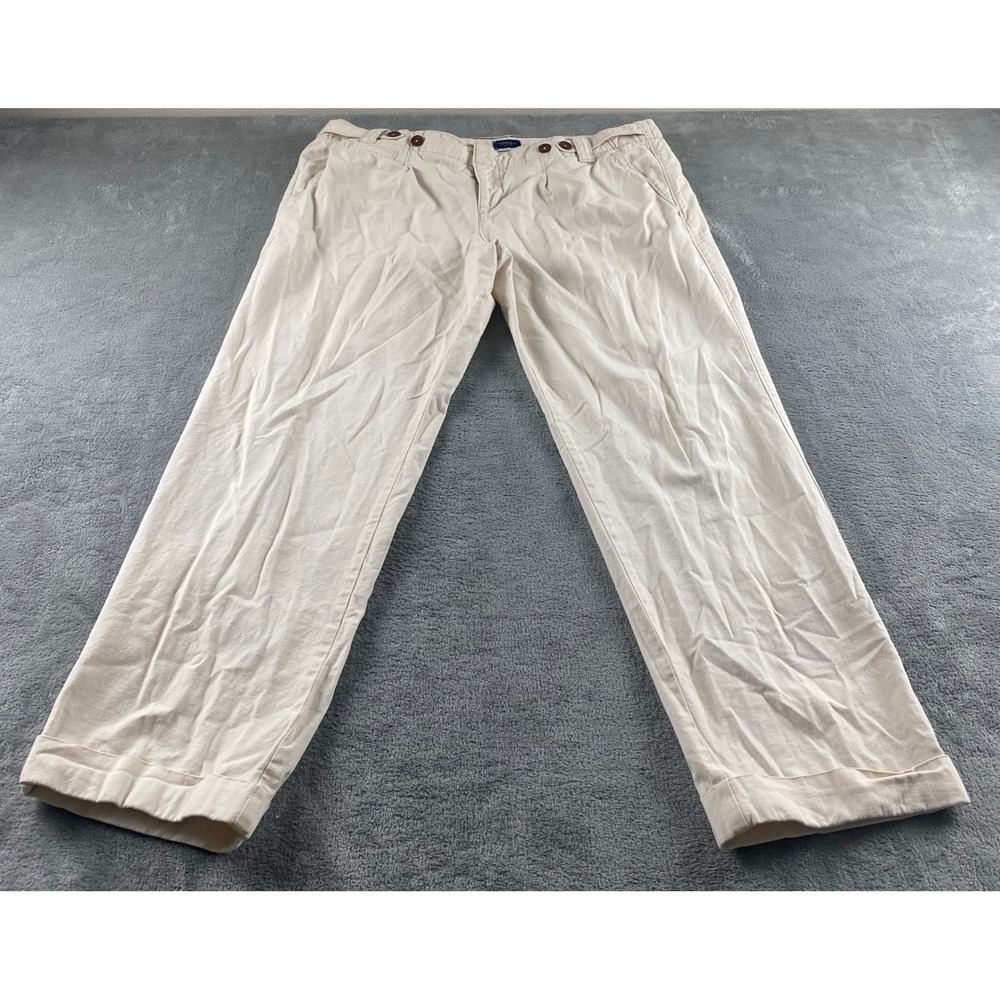 American Eagle Outfitters Mens Cotton Trousers Cream Beige Straight Pants 38x28